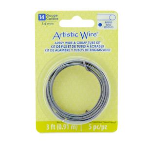 Artistic Wire, 14 Gauge / 1.60 mm / Artsy Mauve Color, 3 ft 0.91 m / with 5 Artistic Wire Large Wire Crimp Connectors